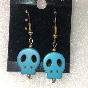 Blue Stone Skull Earrings